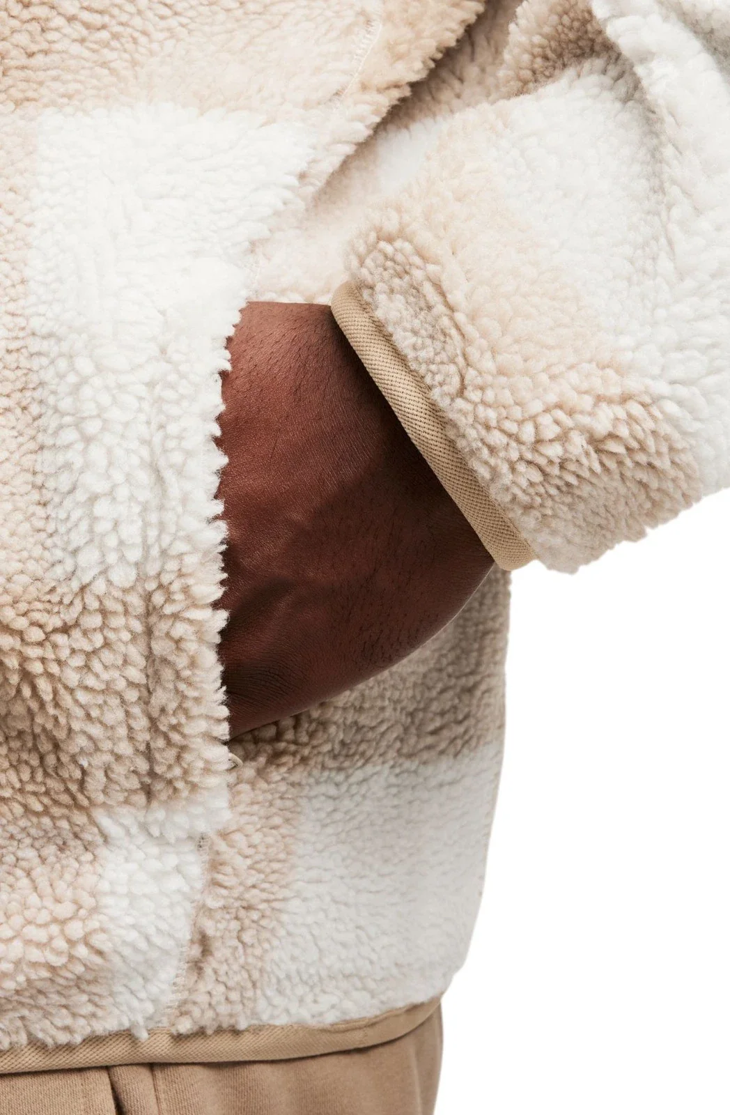 Nike Club Sweatshirt Men's Khaki Sail Plaid Fleece Winterized 1/2 Zip DSGL342 - Image 2