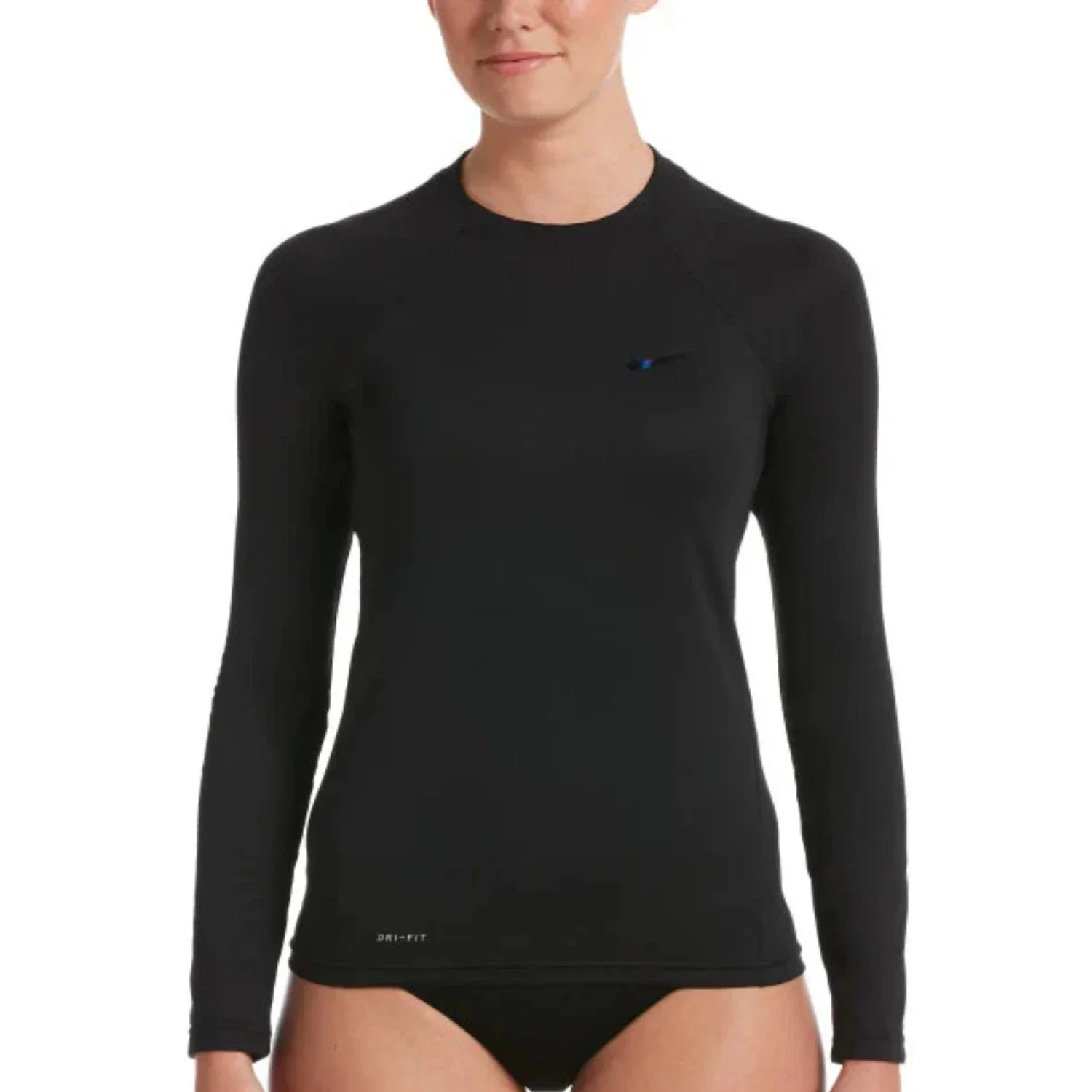 Nike Essentials Rash Guard Women's Black UPF 40+ Long Sleeve Swimwear DSGL185
