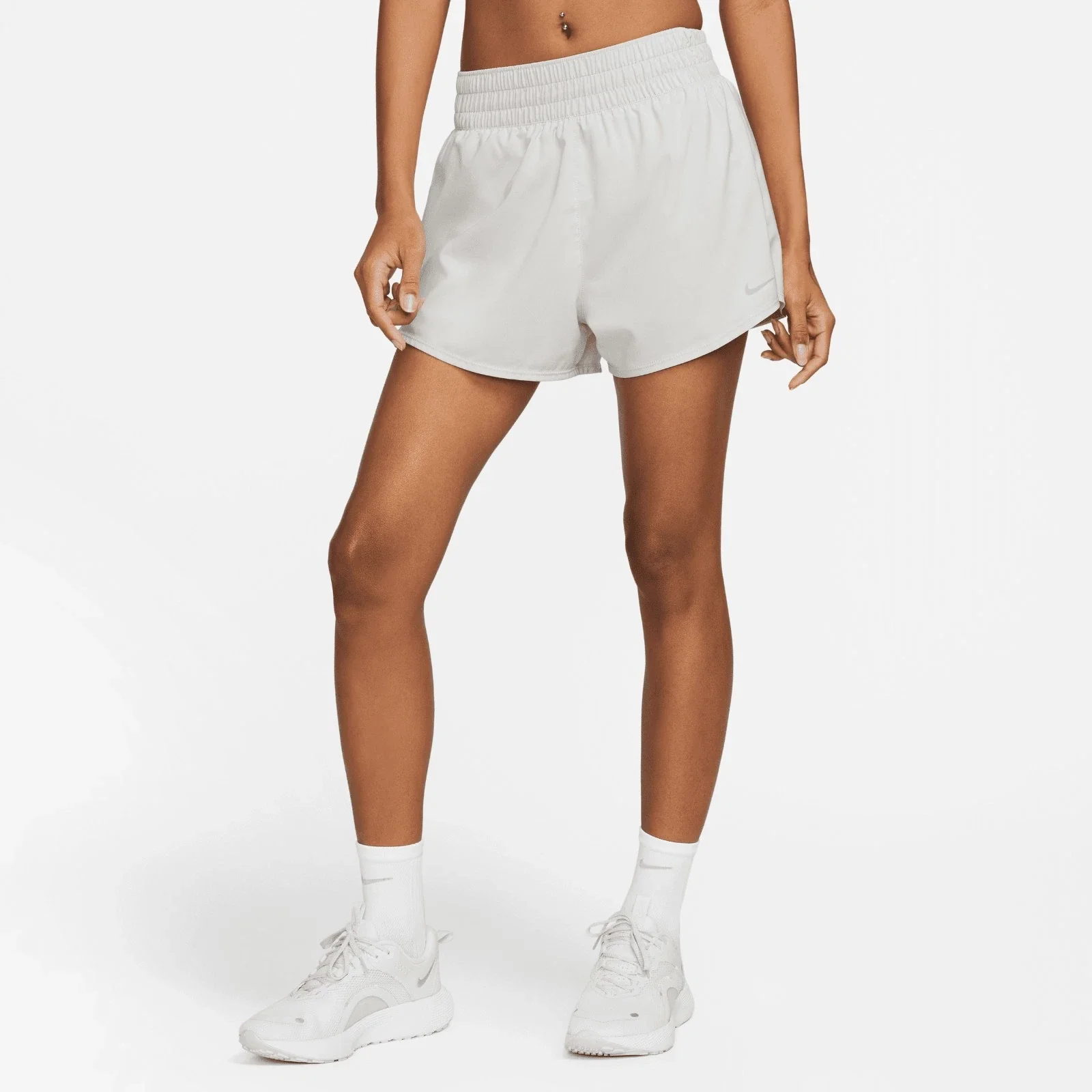 Nike One 2-in-1 Shorts Women's Gray Dri-FIT High Waisted Active DSGL1024