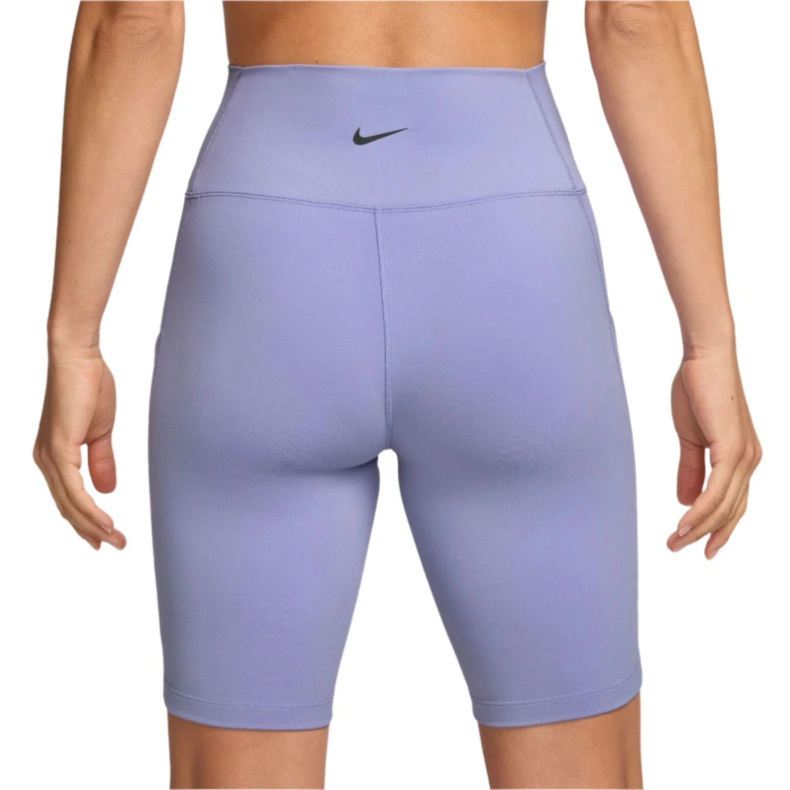 Nike One Biker Shorts Women Lilac Ice Stretch Dri-FIT 8" High Waisted DSGL609 - Image 2