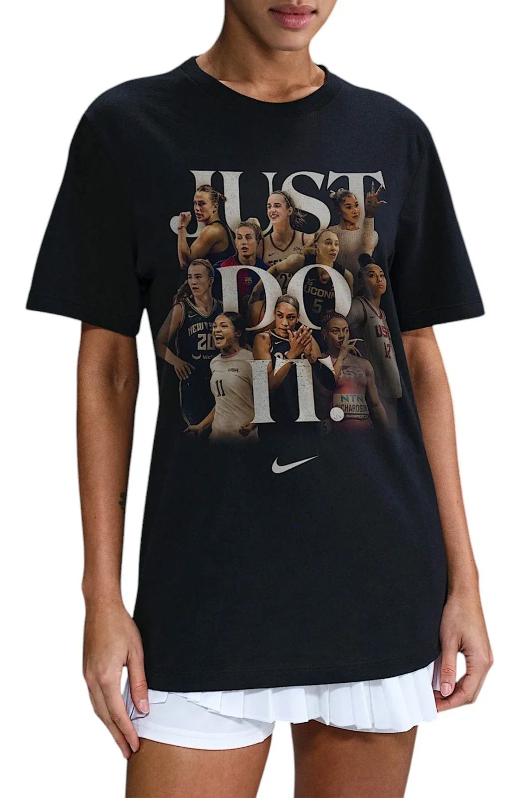 Nike So Win T-Shirt Womens Black Graphic Relaxed Fit Short Sleeve DSGL1 8 - Image 3