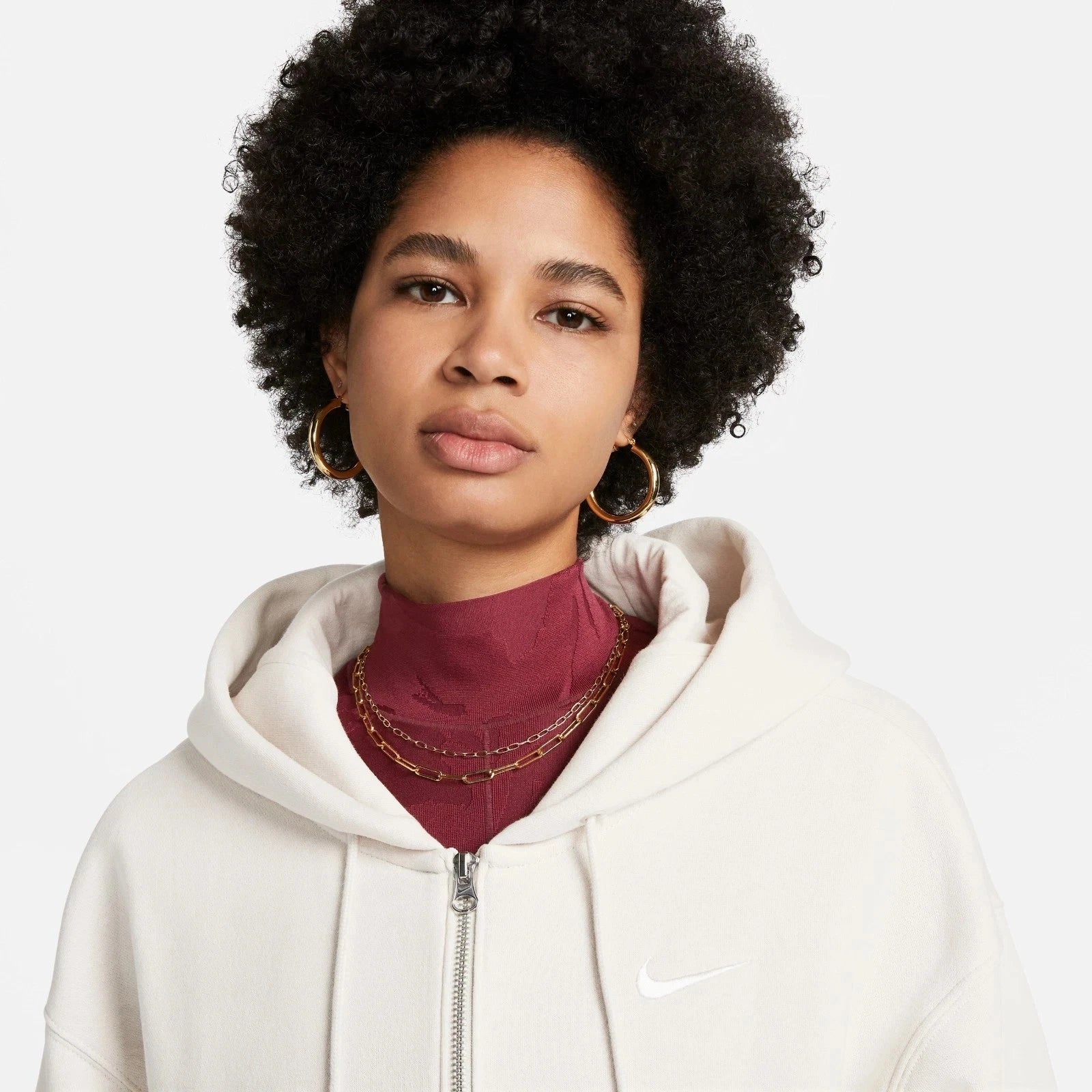 Nike Sportswear Phoenix Fleece Hoodie Women's Sail Full Zip Oversized DSGL921 - Image 2