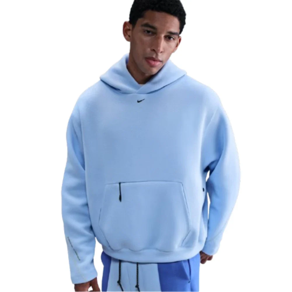 Nike Tech Hoodie Men's Azul Swoosh Fleece Embroidered Oversized Fit JAX1050