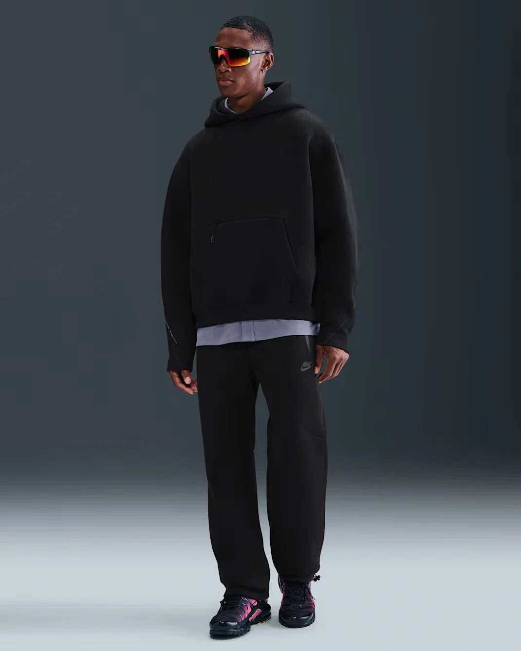 Nike Tech Hoodie Men's Black Fleece Embroidered Swoosh Logo Oversized JAX1049 - Image 4
