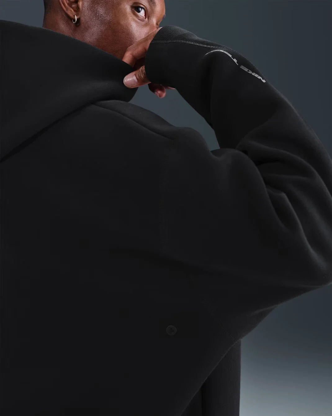Nike Tech Hoodie Men's Black Fleece Oversized Long Sleeve Activewear JAX1054 - Image 4