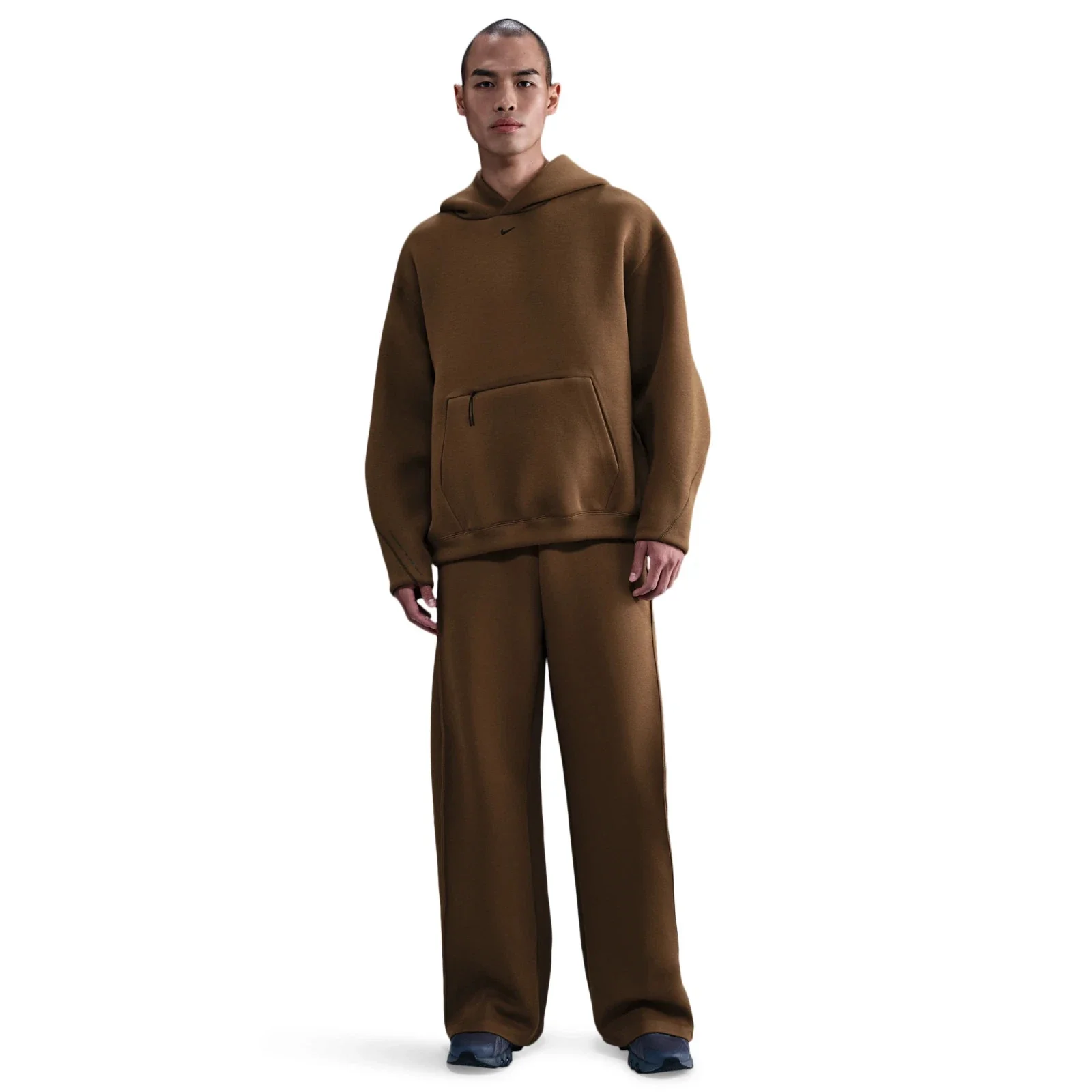 Nike Tech Hoodie Mens Brown Fleece Embroidered Swoosh Logo Oversized Fit JAX1051 - Image 4