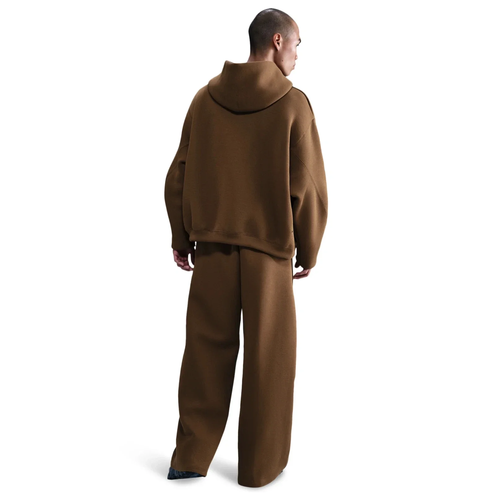 Nike Tech Hoodie Mens Brown Fleece Embroidered Swoosh Logo Oversized Fit JAX1051 - Image 5