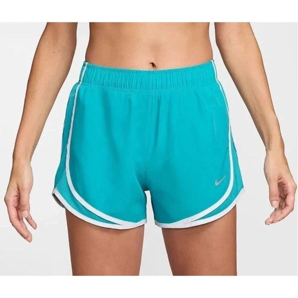 Nike Tempo Running Shorts Womens Green Dri-FIT Brief Lined Activewear DSGL617 - Image 4
