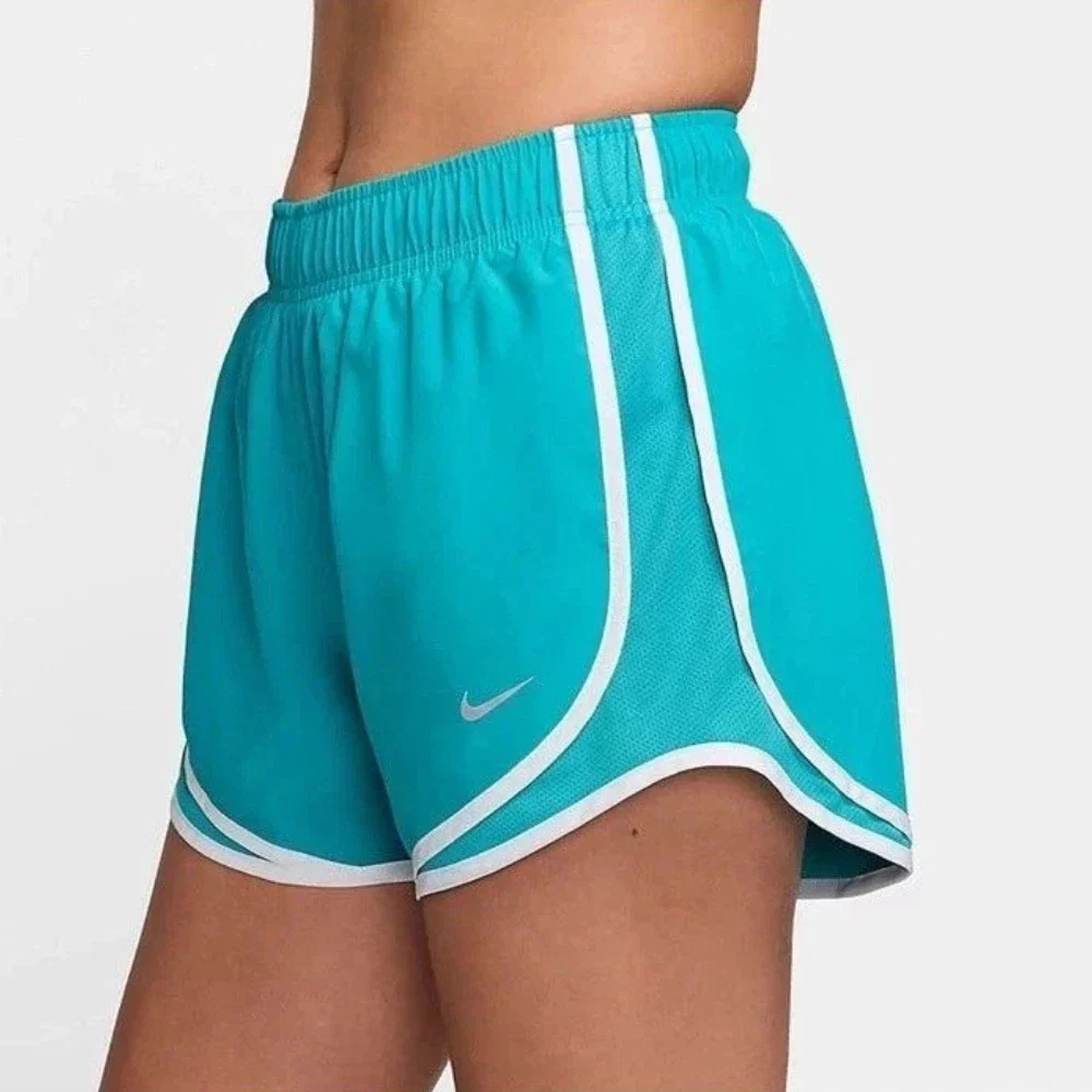Nike Tempo Running Shorts Womens Green Dri-FIT Brief Lined Activewear DSGL617 - Image 5