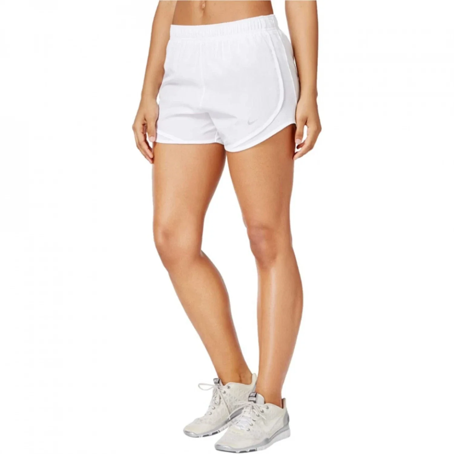 Nike Tempo Running Shorts Womens White Dri-Fit Brief-Lined Activewear DSGL238 - Image 2