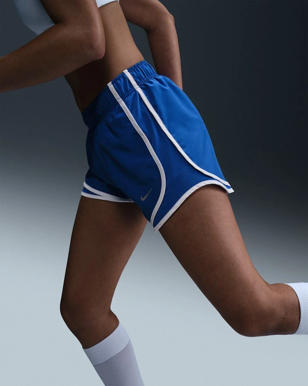 Nike Tempo Shorts Women's Blue Dri FIT Mid-Rise Brief-Lined Running DSGL568 - Image 3