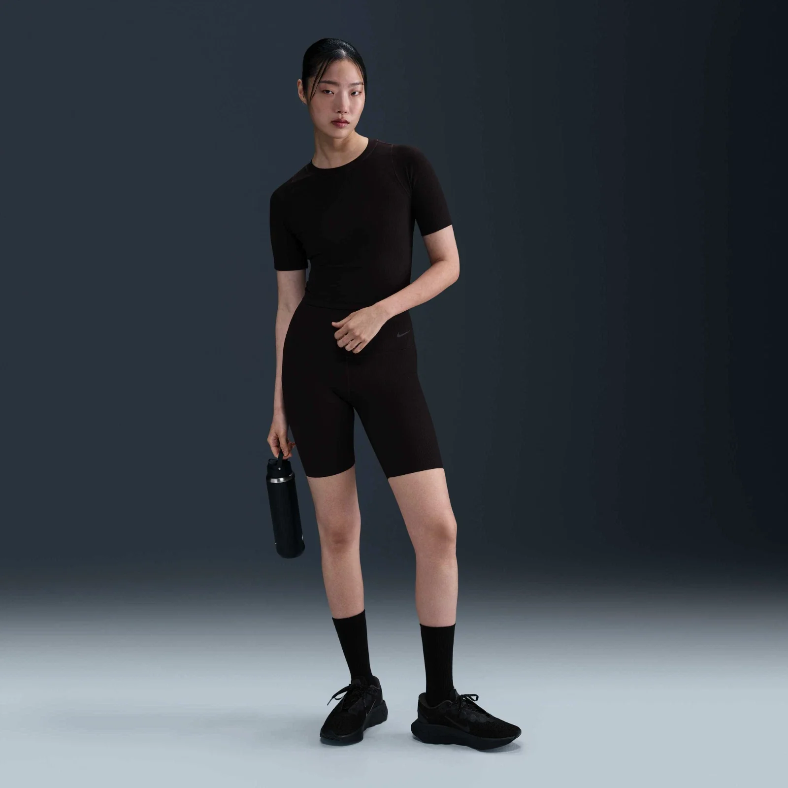 Nike Zenvy Top Women's Black Stretch Dri-FIT Ribbed Short Sleeve DSGL477