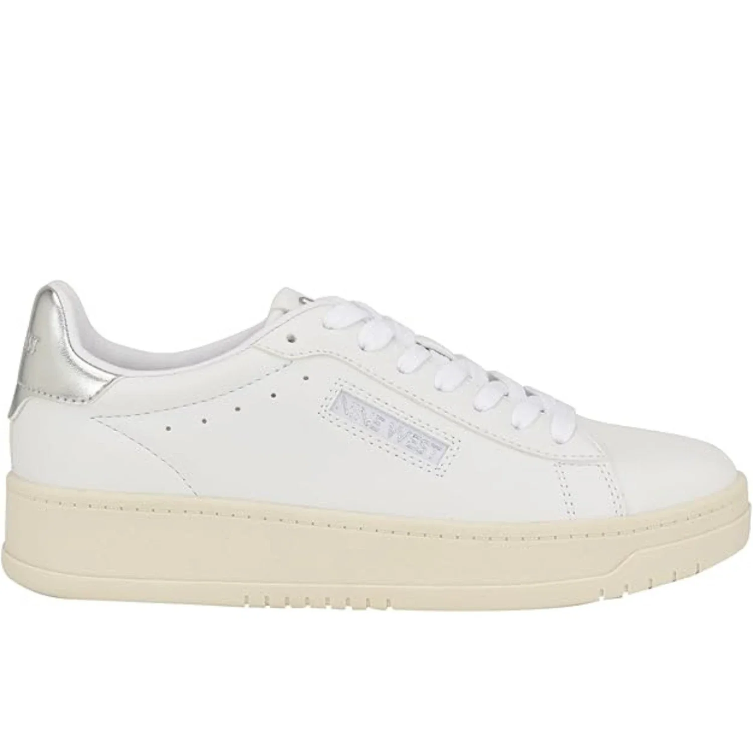 Nine West Dunnit Sneakers Women's White Faux Leather Casual Shoes HTAT1259 - Image 2