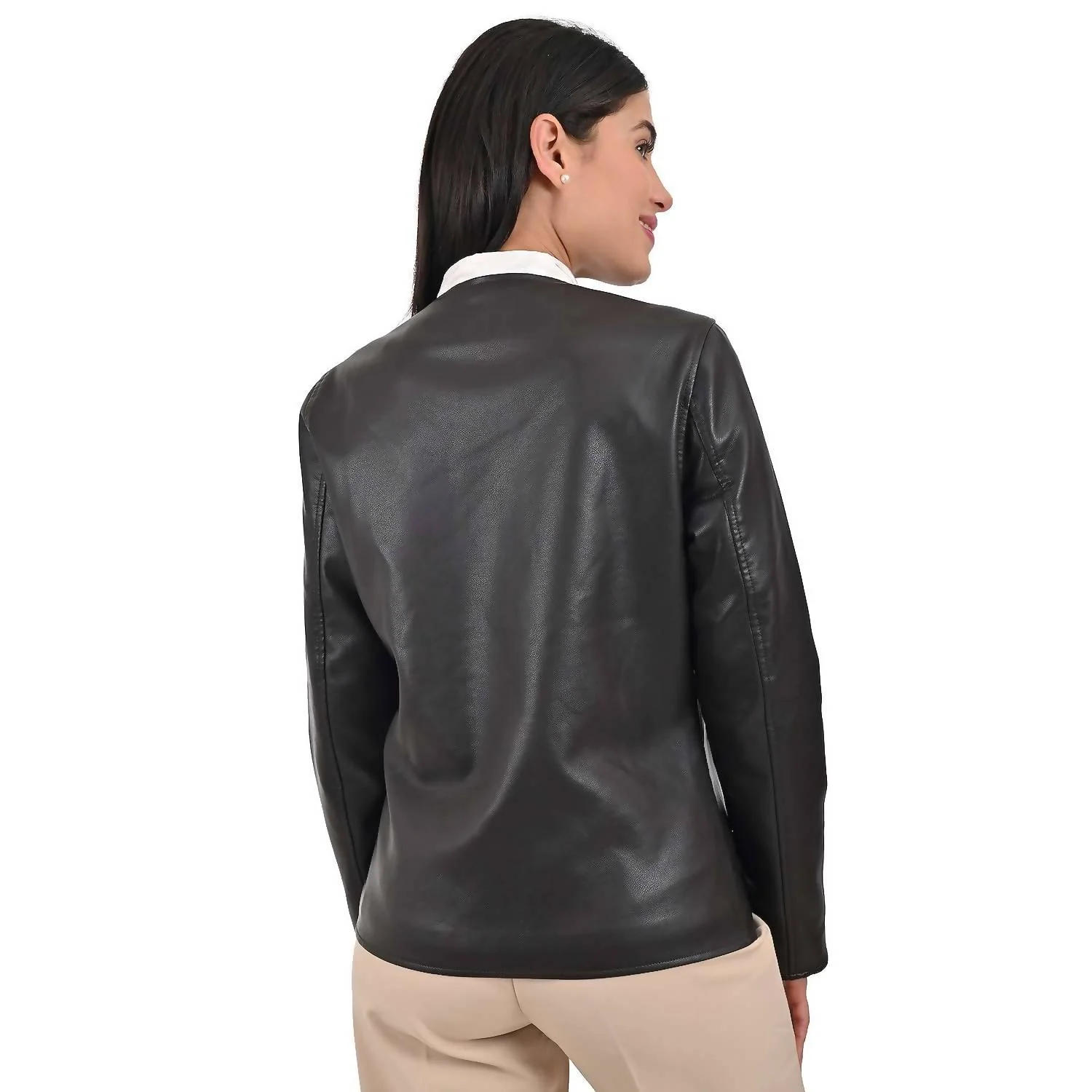 No Collar Jacket In Brown - Image 3