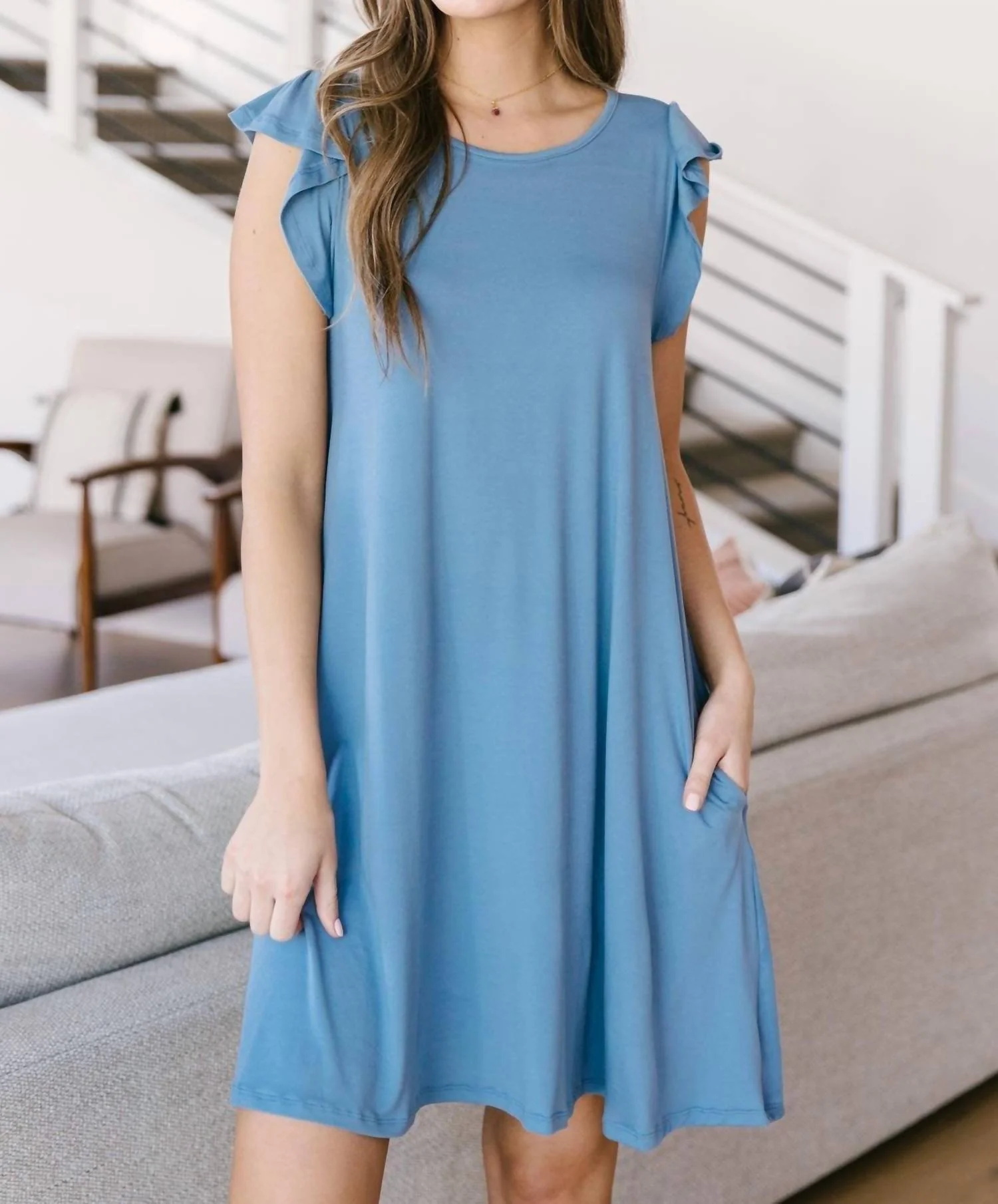 No Worries Dress In Blue