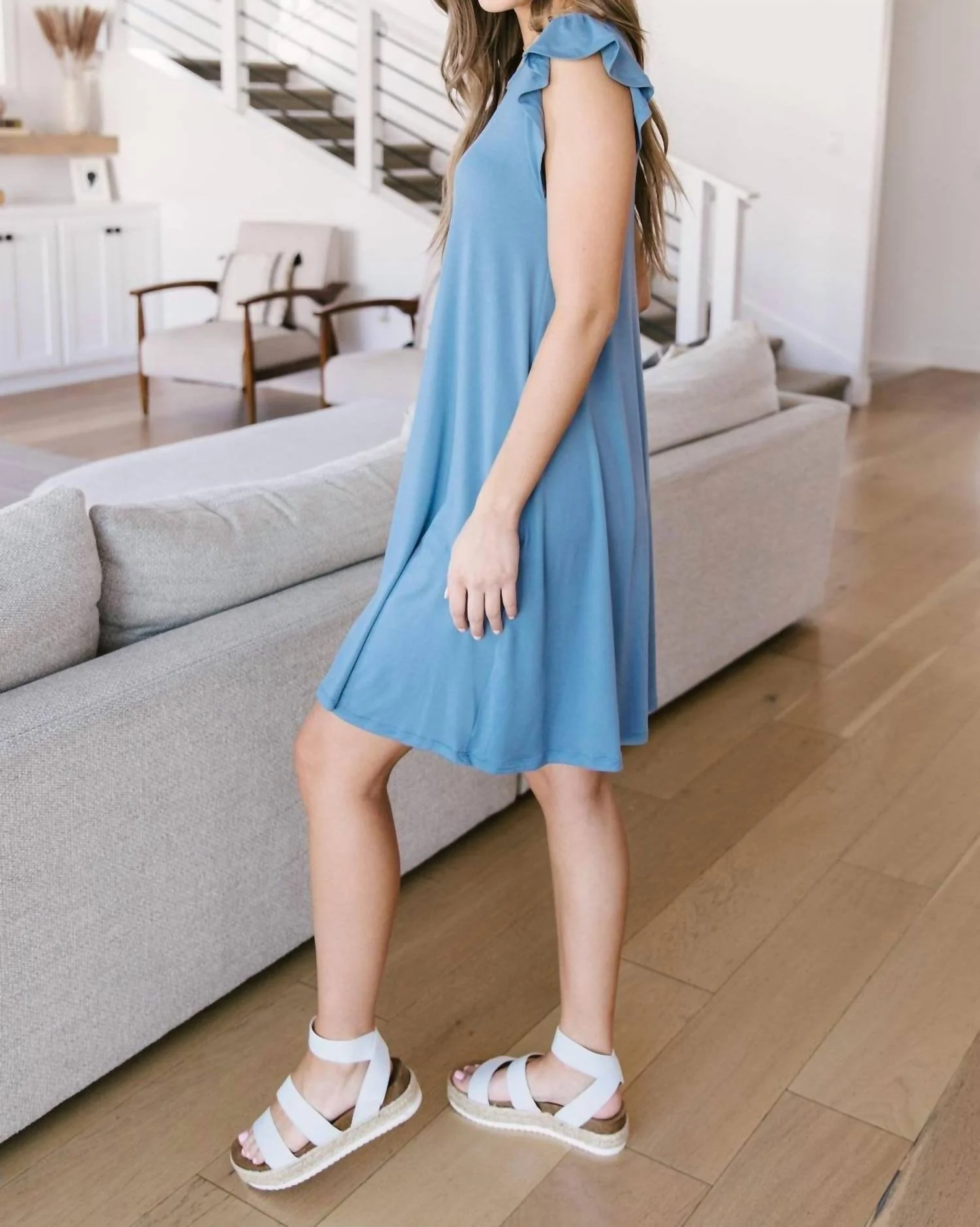 No Worries Dress In Blue - Image 2
