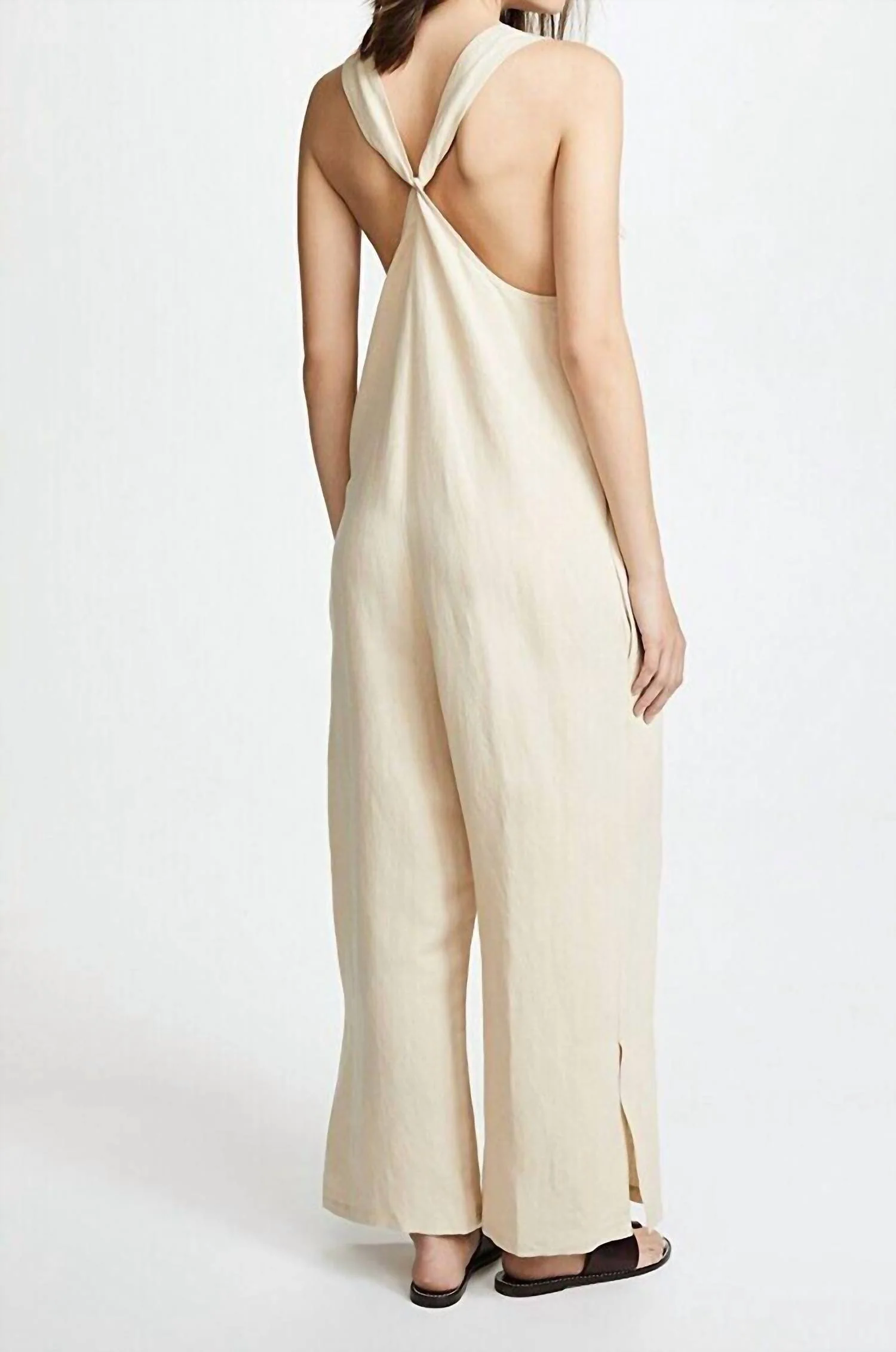 Noa Linen Blend Jumper In Beige - Image 2