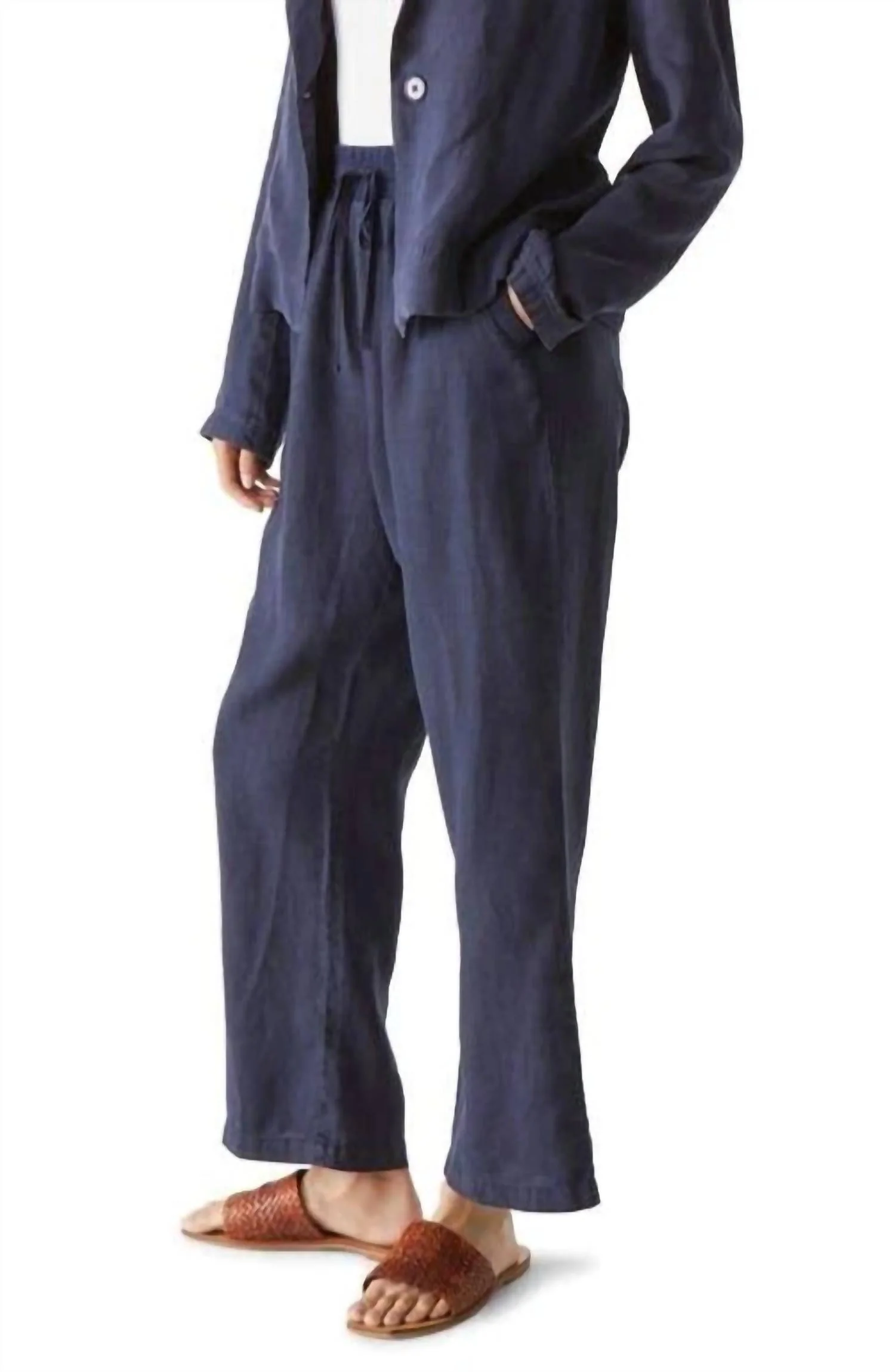 Nolan Linen Drawstring Pants In Nocturnal - Image 2