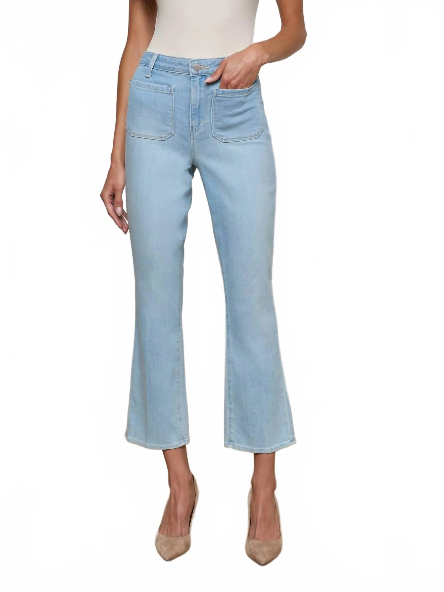 Noya Cropped Slim Flare Jeans In Blue - Image 2