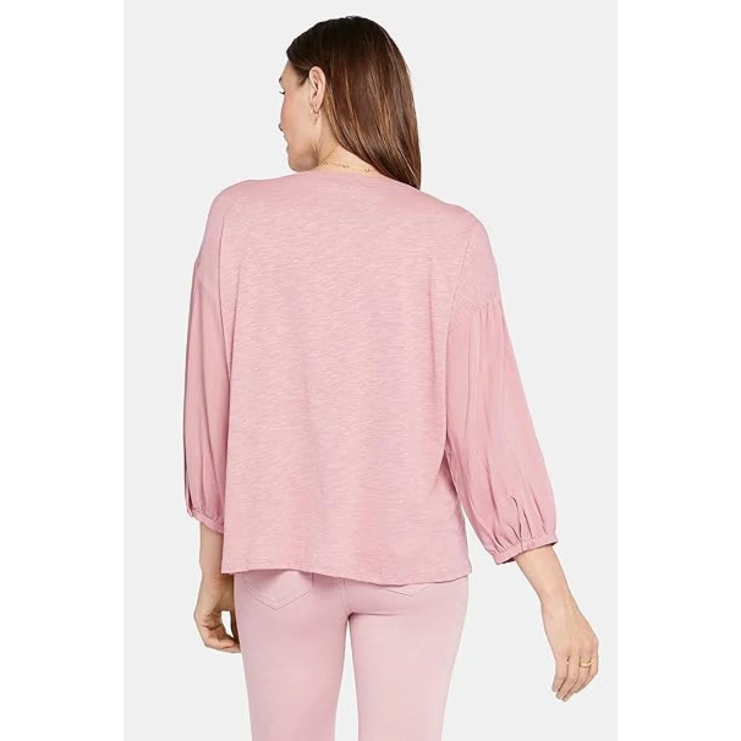 NYDJ Peasant T-Shirt Women's Vintage Pink Cotton Blend Long Sleeve DDR 97 - Image 2