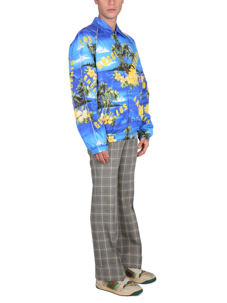 Nylon Jacket With Tropical Print And Yellow Accents - Image 2