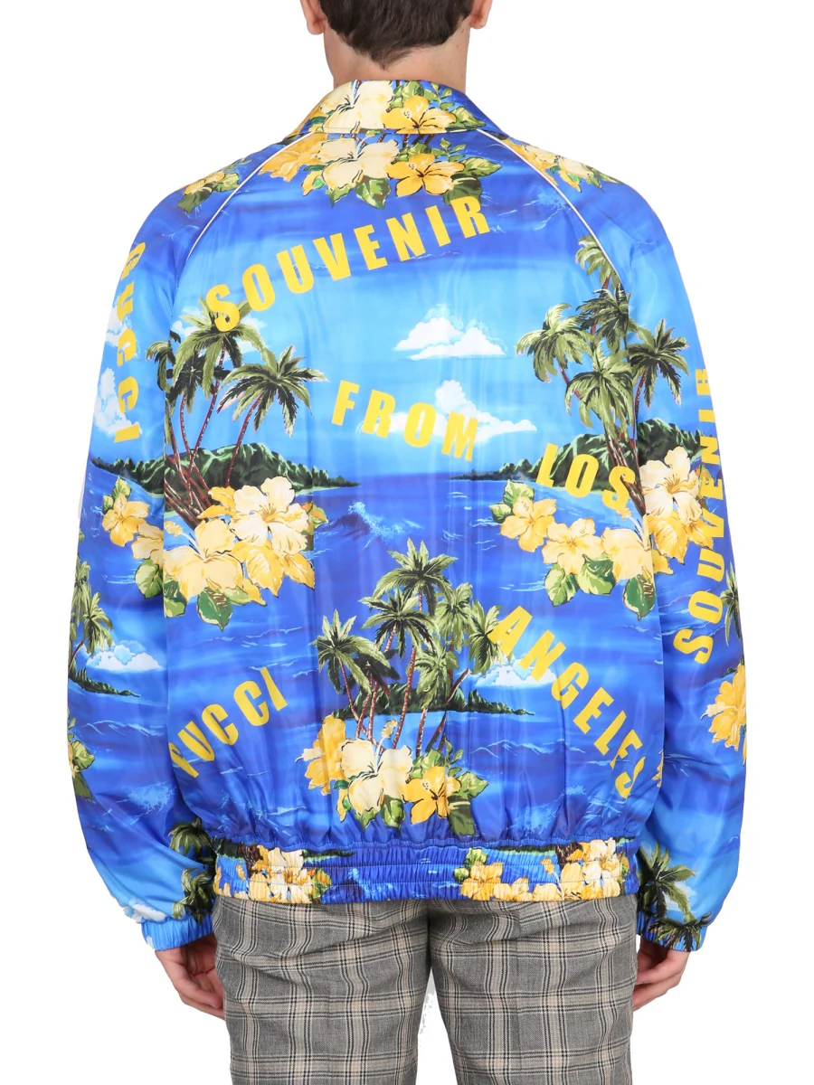 Nylon Jacket With Tropical Print And Yellow Accents - Image 3