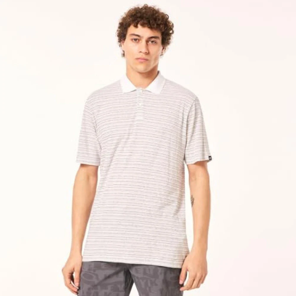 Oakley Debris Stripe Polo Shirt Men's Arctic Ice Cotton Blend DSGL1212