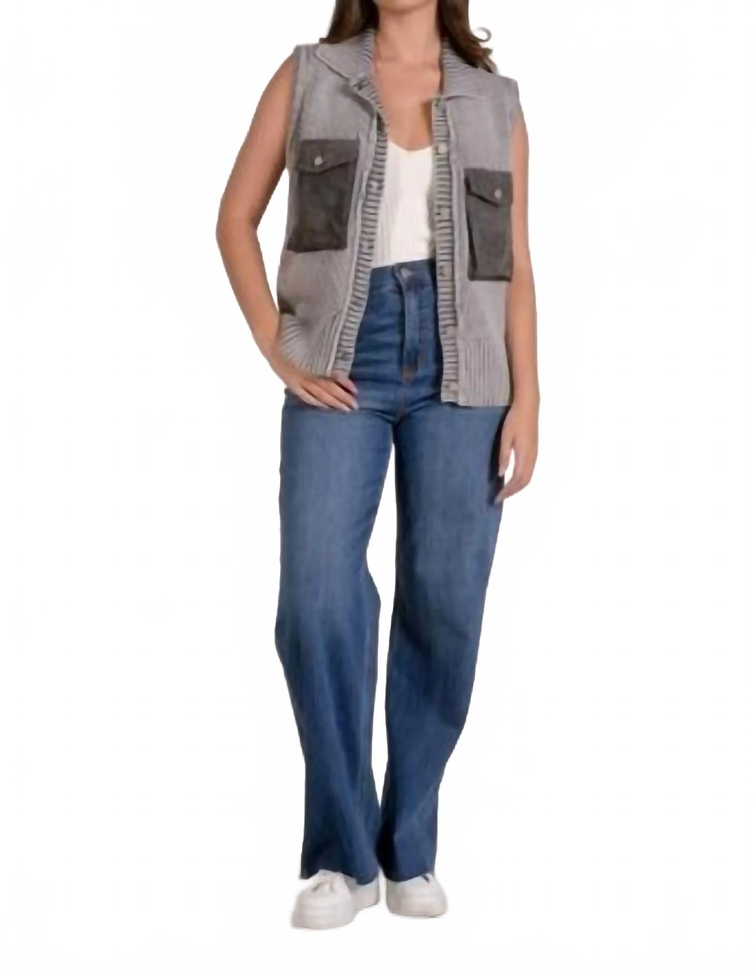 Obsessed Vest In Grey Wash - Image 2