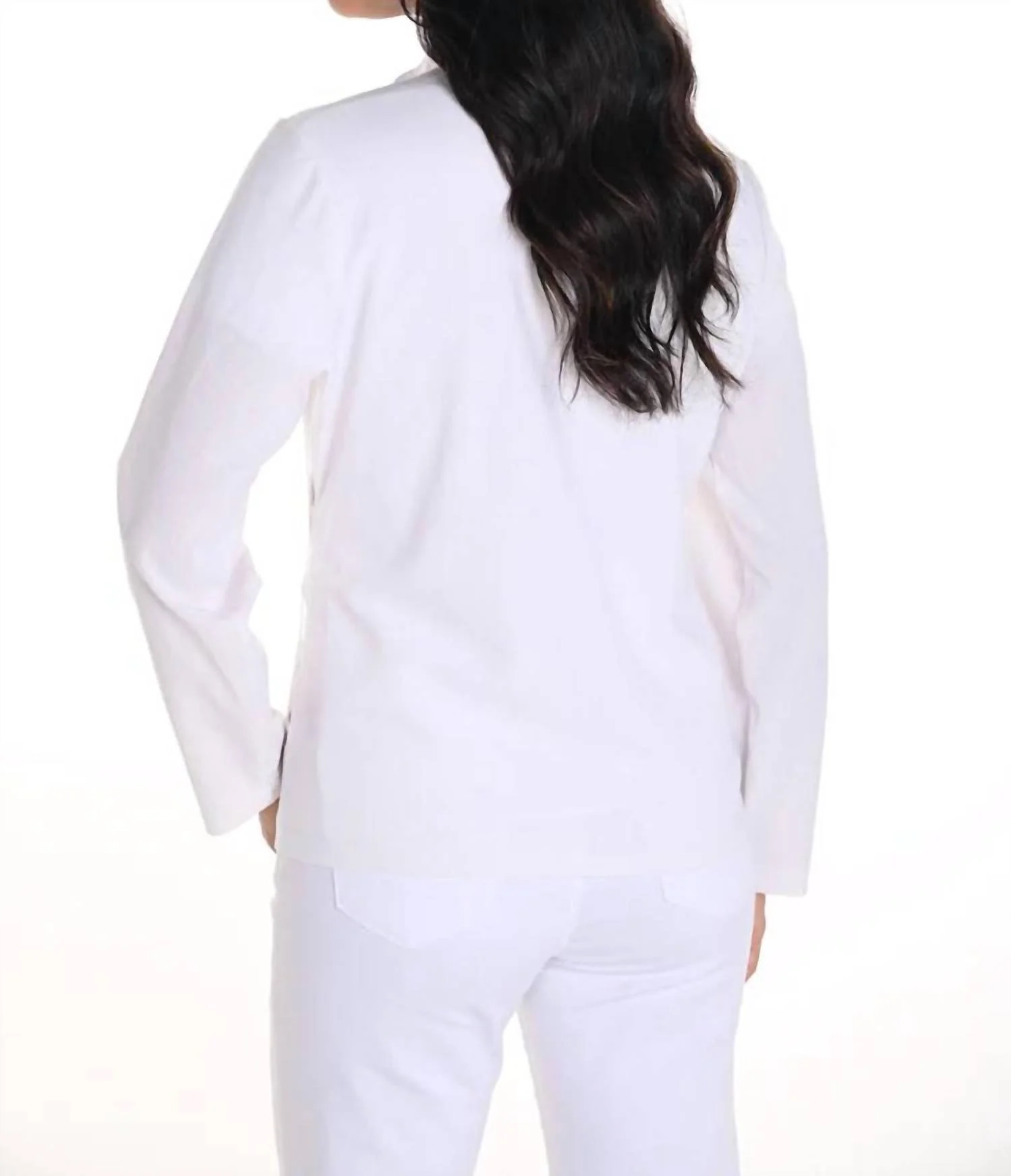 Ofelia Open Front Lightweight Blazer In White - Image 2