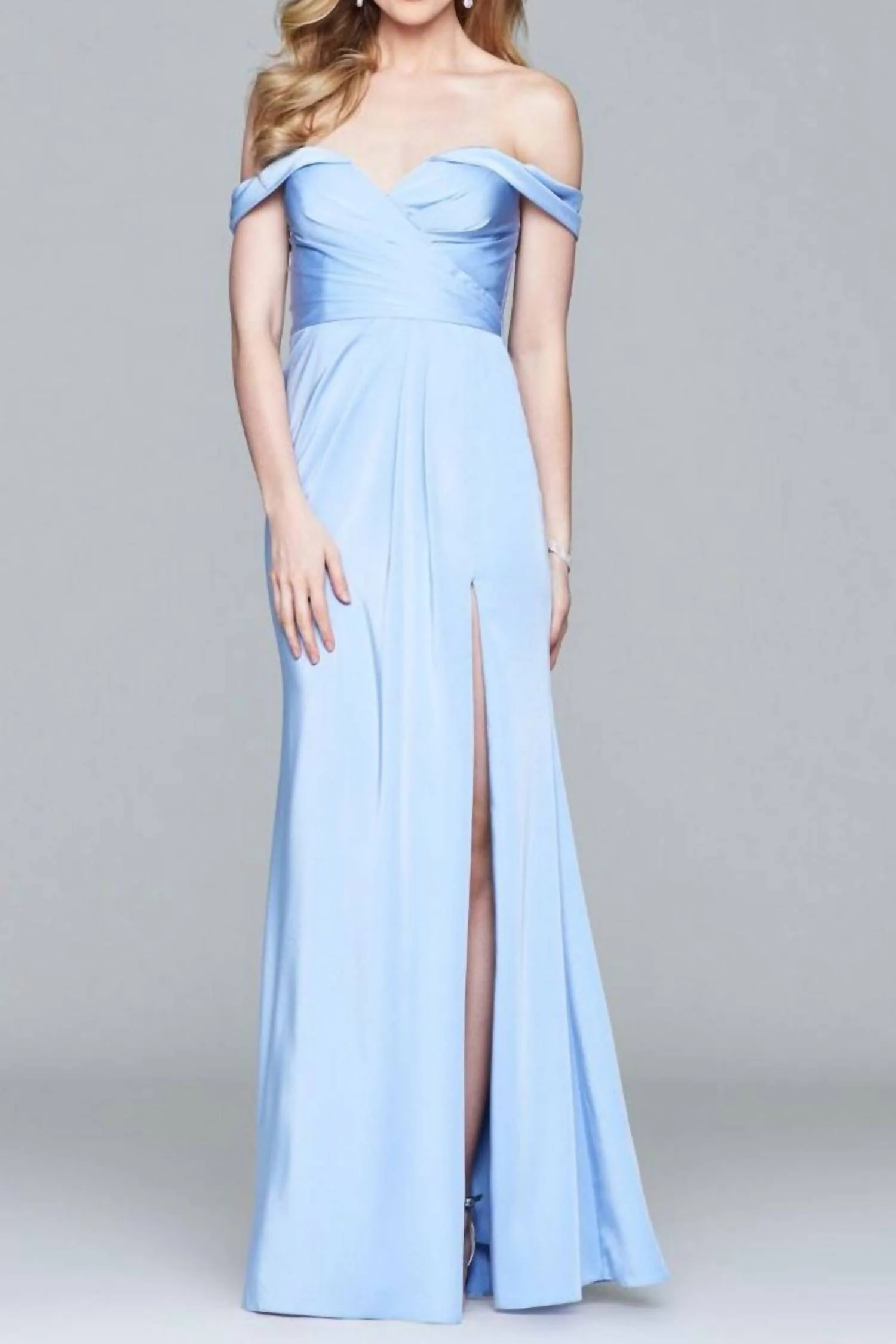 Off The Shoulder Evening Gown In Periwinkle