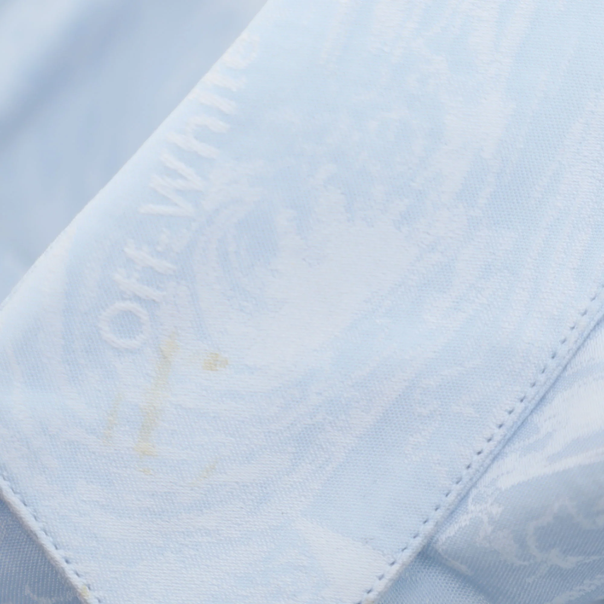 Off-White Light Blue Jacquard Belted Pleated Shirt Dress - Image 5