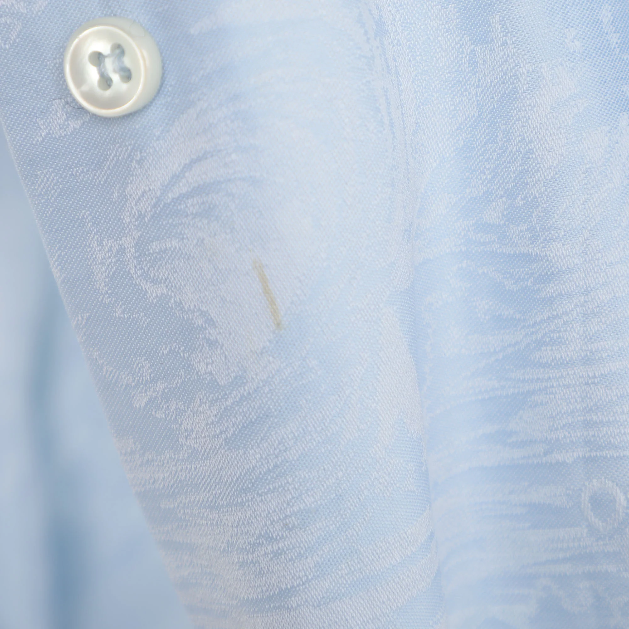 Off-White Light Blue Jacquard Belted Pleated Shirt Dress - Image 6