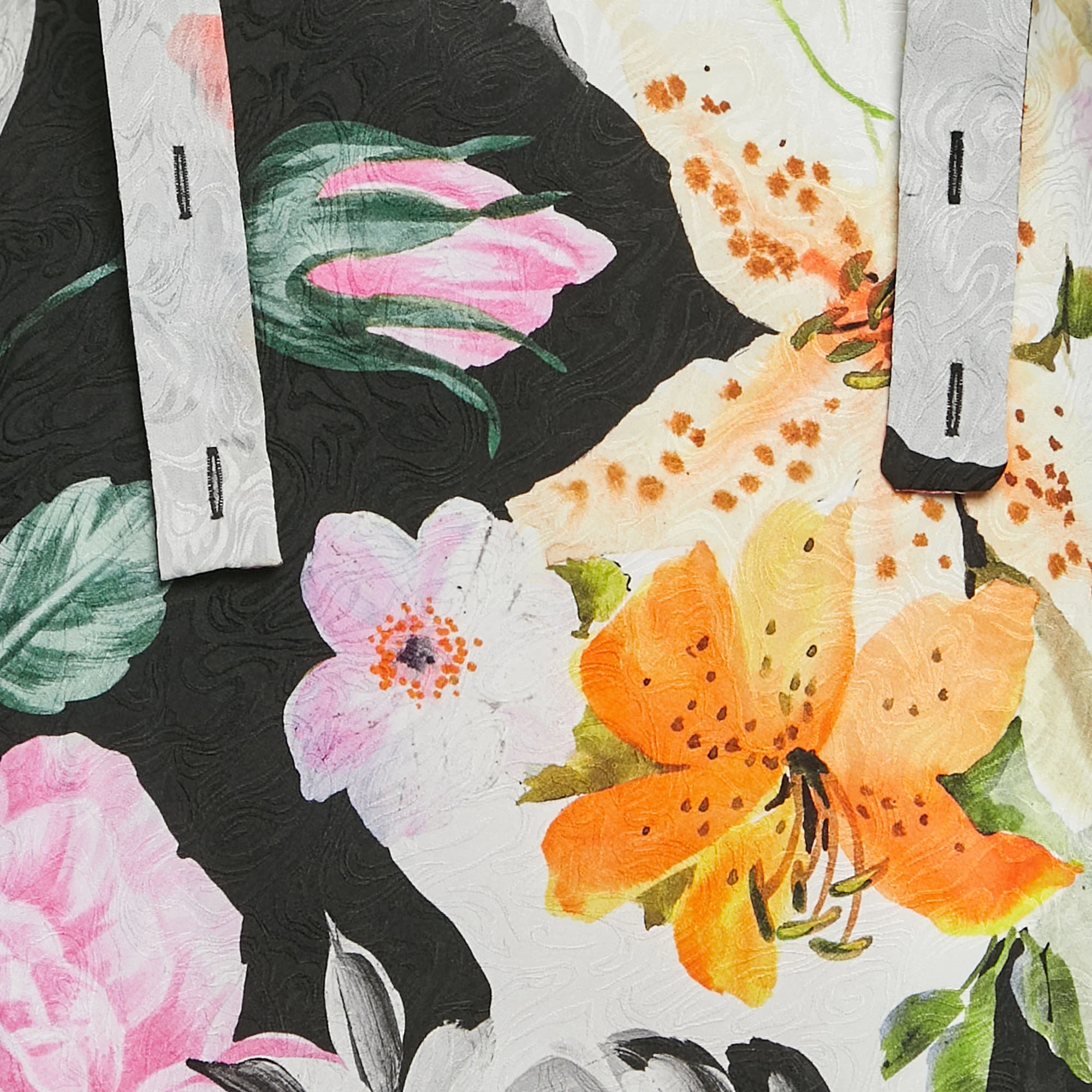 Off-White Multicolour Floral Print Silk Strappy Midi Dress - Image 5