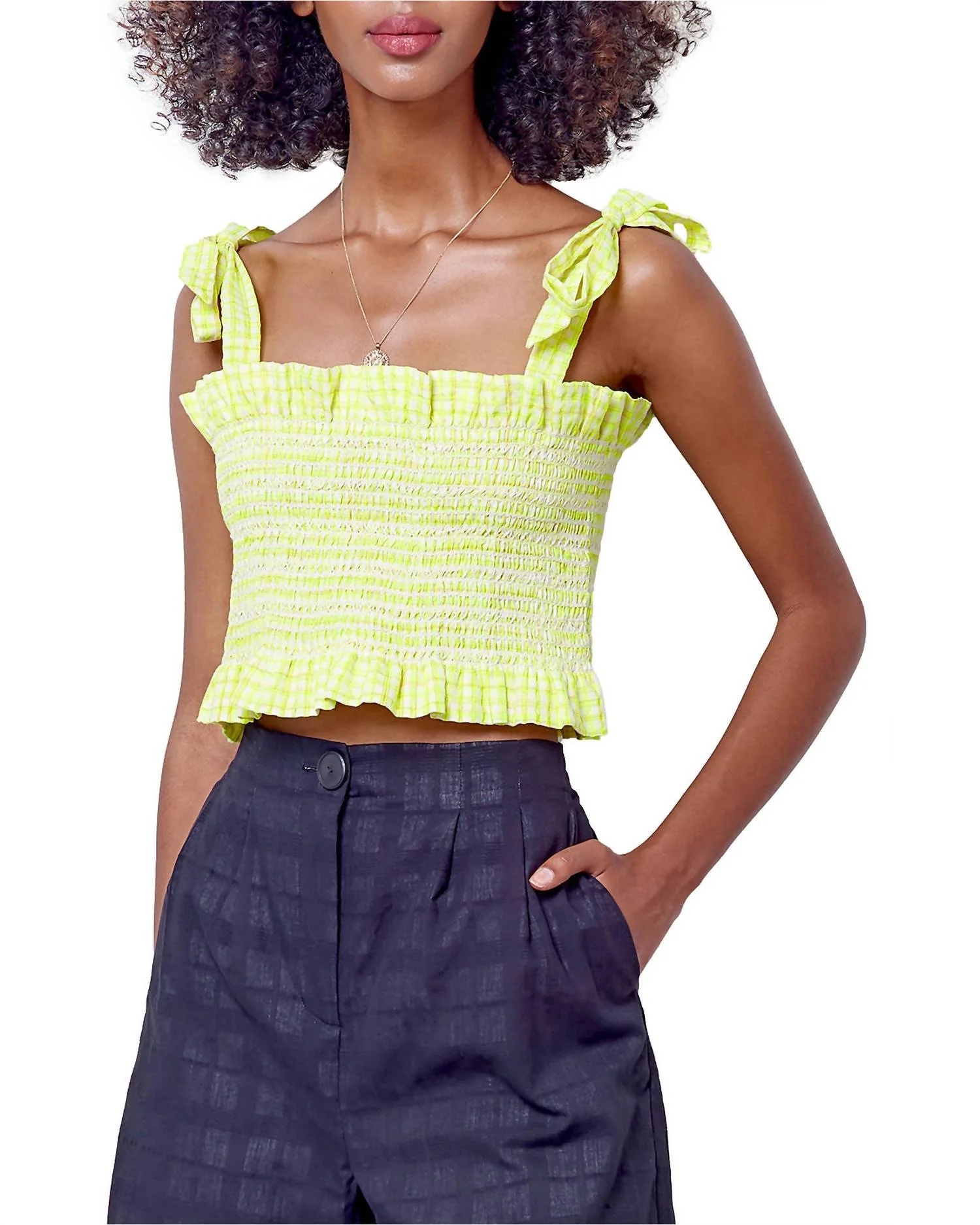 Olive Crop Top In Neon Yellow