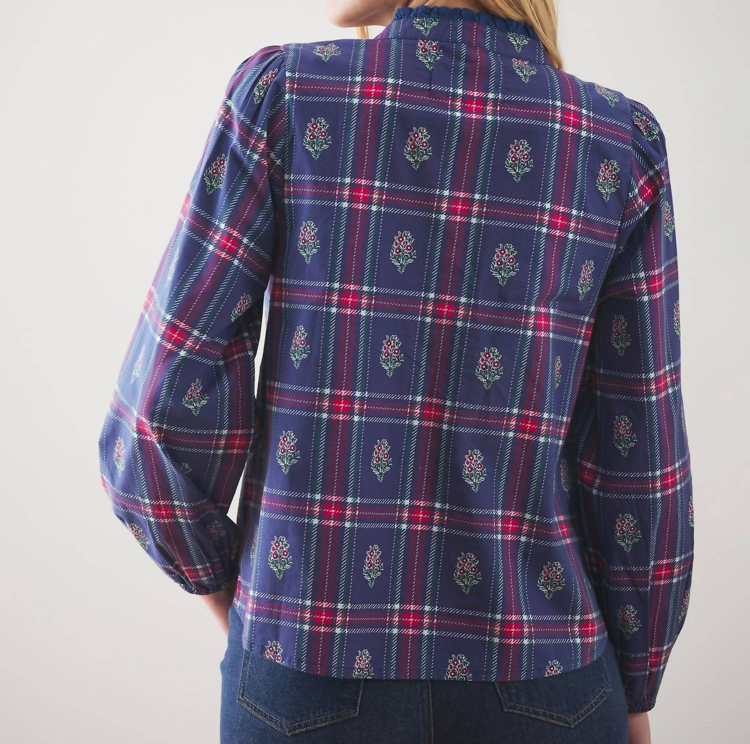 On The Books Blouse In Nostalgia Plaid - Image 2