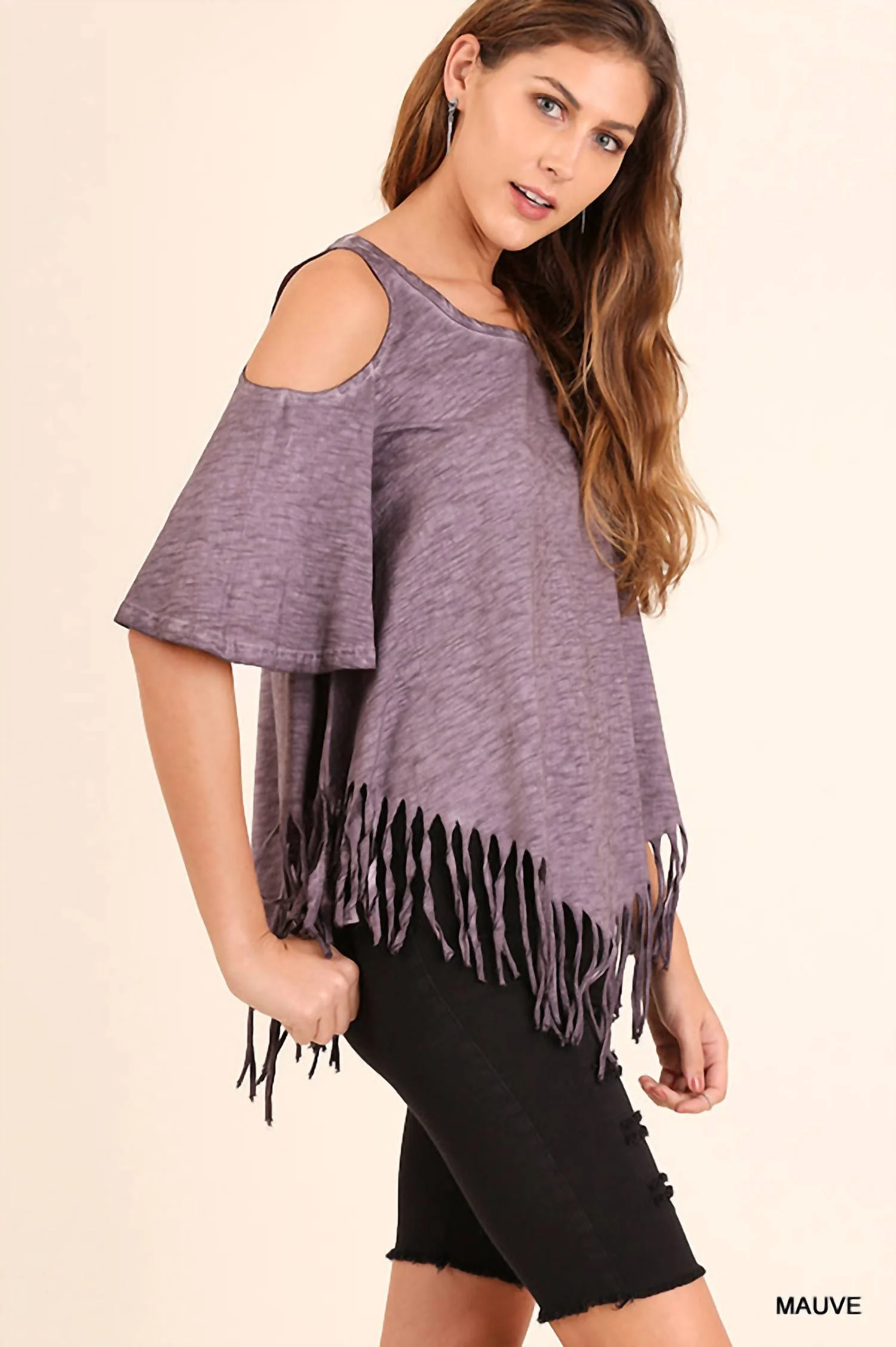 On The Fringe Top In Mauve - Image 3
