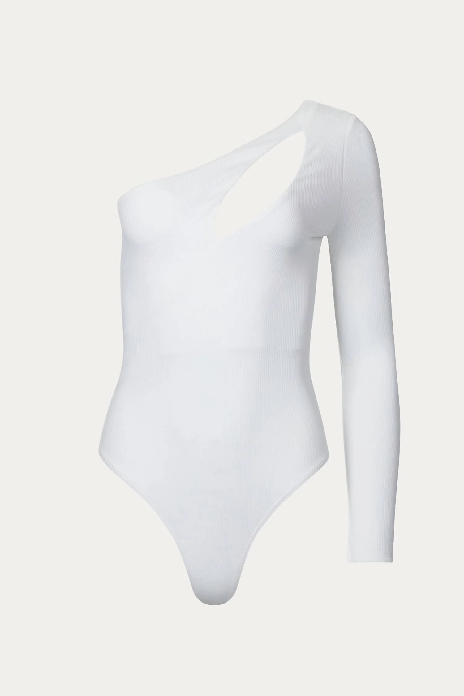 One-Sleeve Cutout Bodysuit In Off White