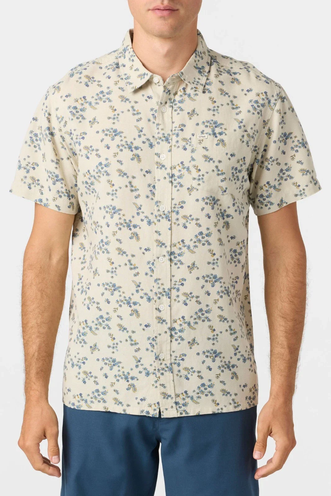 O'Neill O'Riginals Shirt Men Light Khaki Ditsy Floral Short Sleeve DSGL670