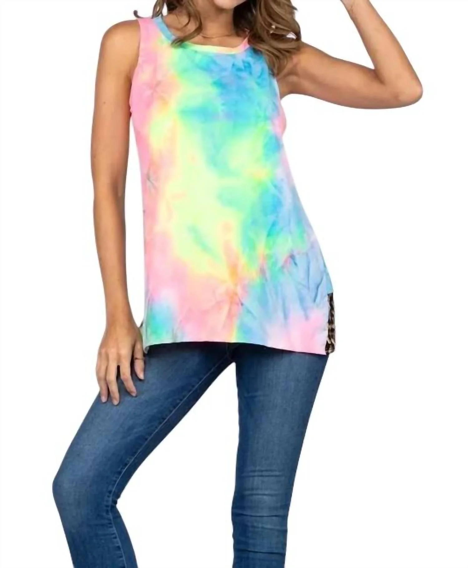 Open Back Tank Top In Tie Dye