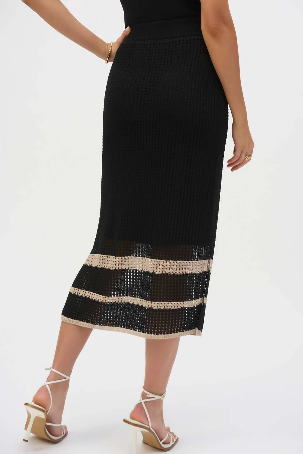 Open Weave Long Skirt In Black/vanilla - Image 2