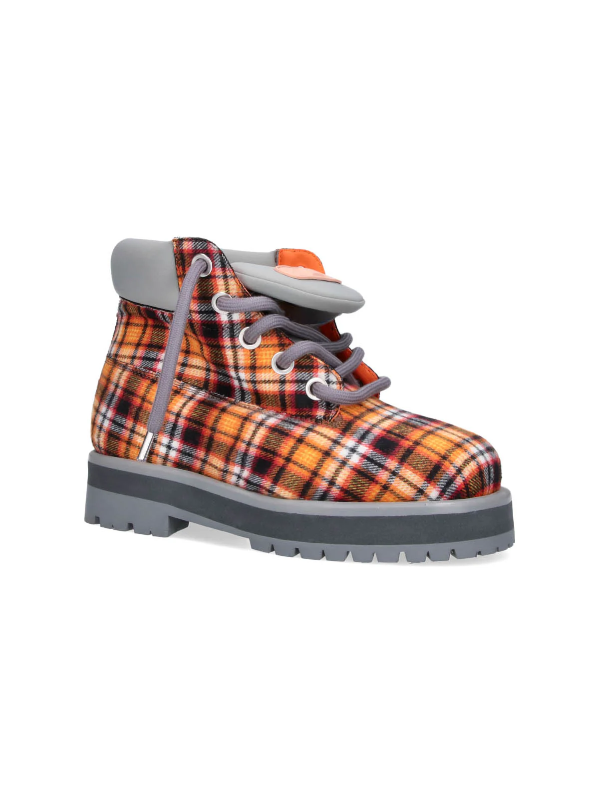 Orange Plaid Padded Collar Rugged Boots - Image 2