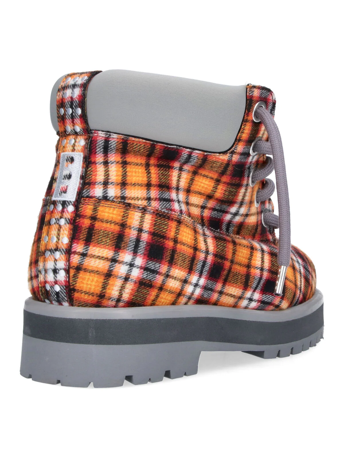 Orange Plaid Padded Collar Rugged Boots - Image 4