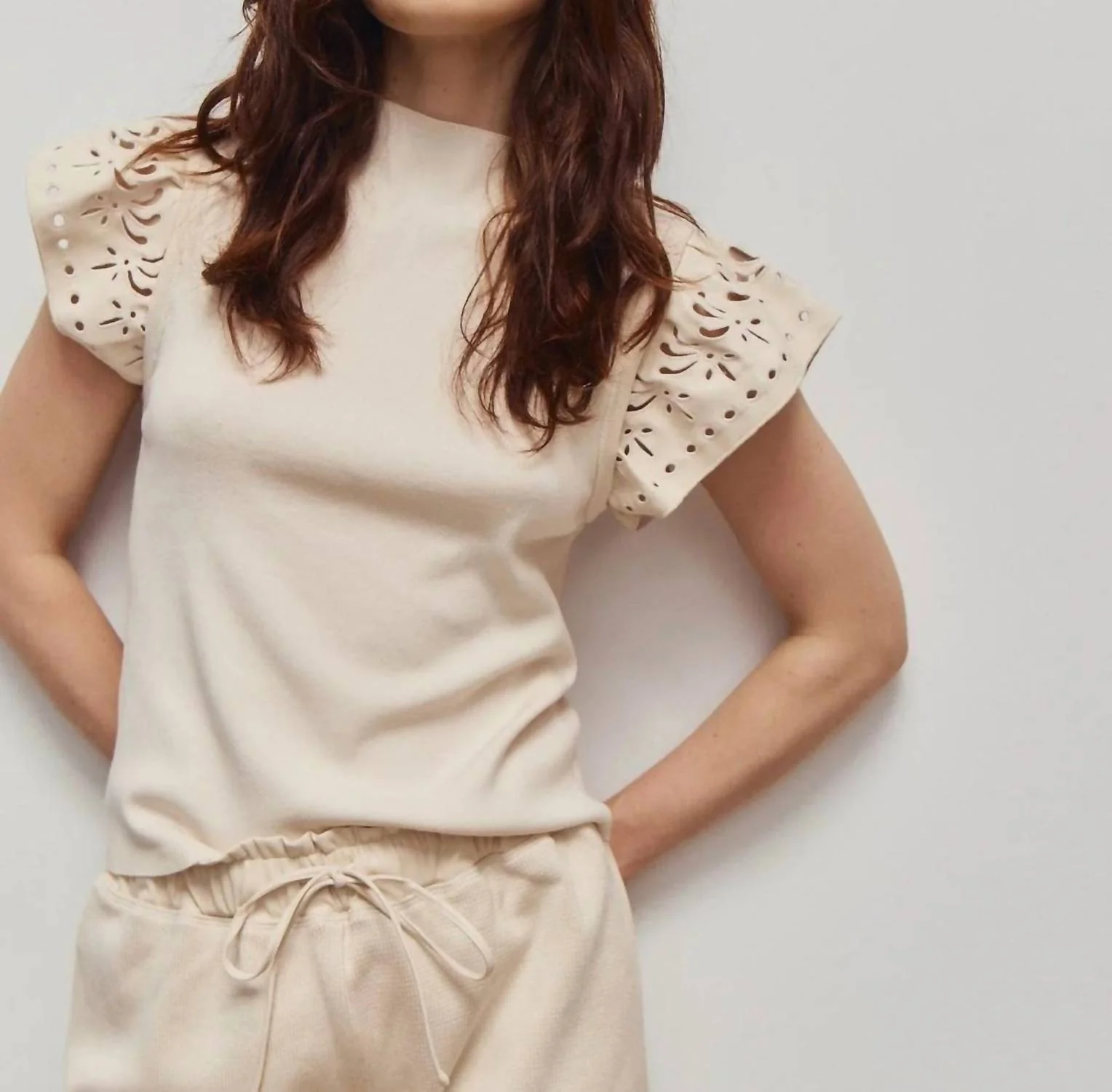 Orla Mock Neck Top In Cream
