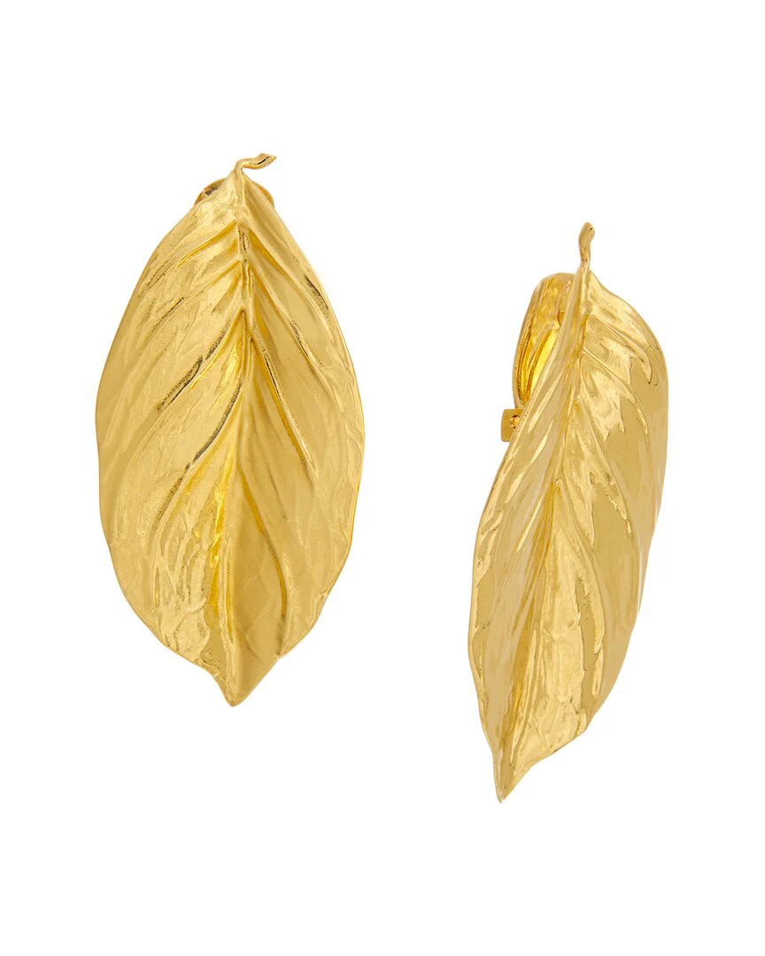 Oscar de la Renta Large Leaf Earrings - Image 2