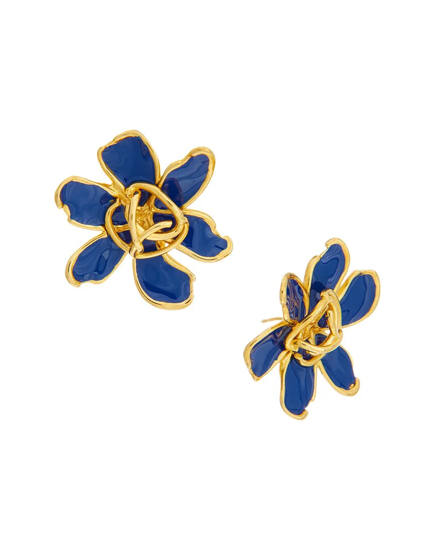 Oscar de la Renta O Enamel Flower Stud Earrings - Image 2