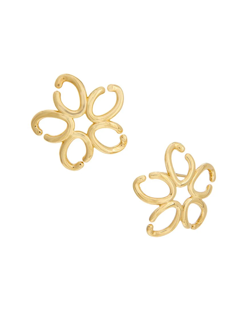 Oscar de la Renta O Flower Gold Earrings