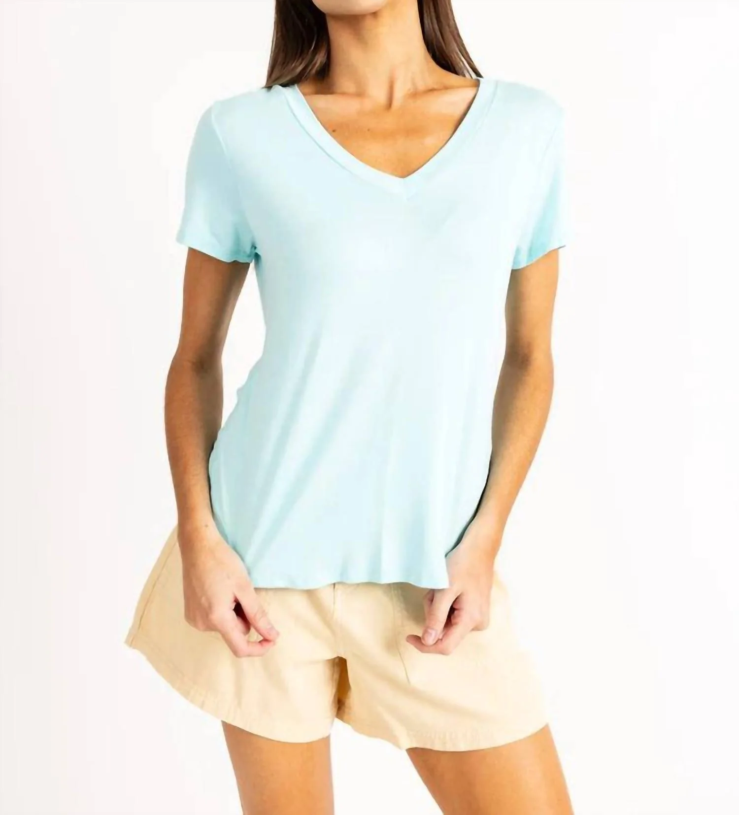 Paige V-Neck Top In Seafoam