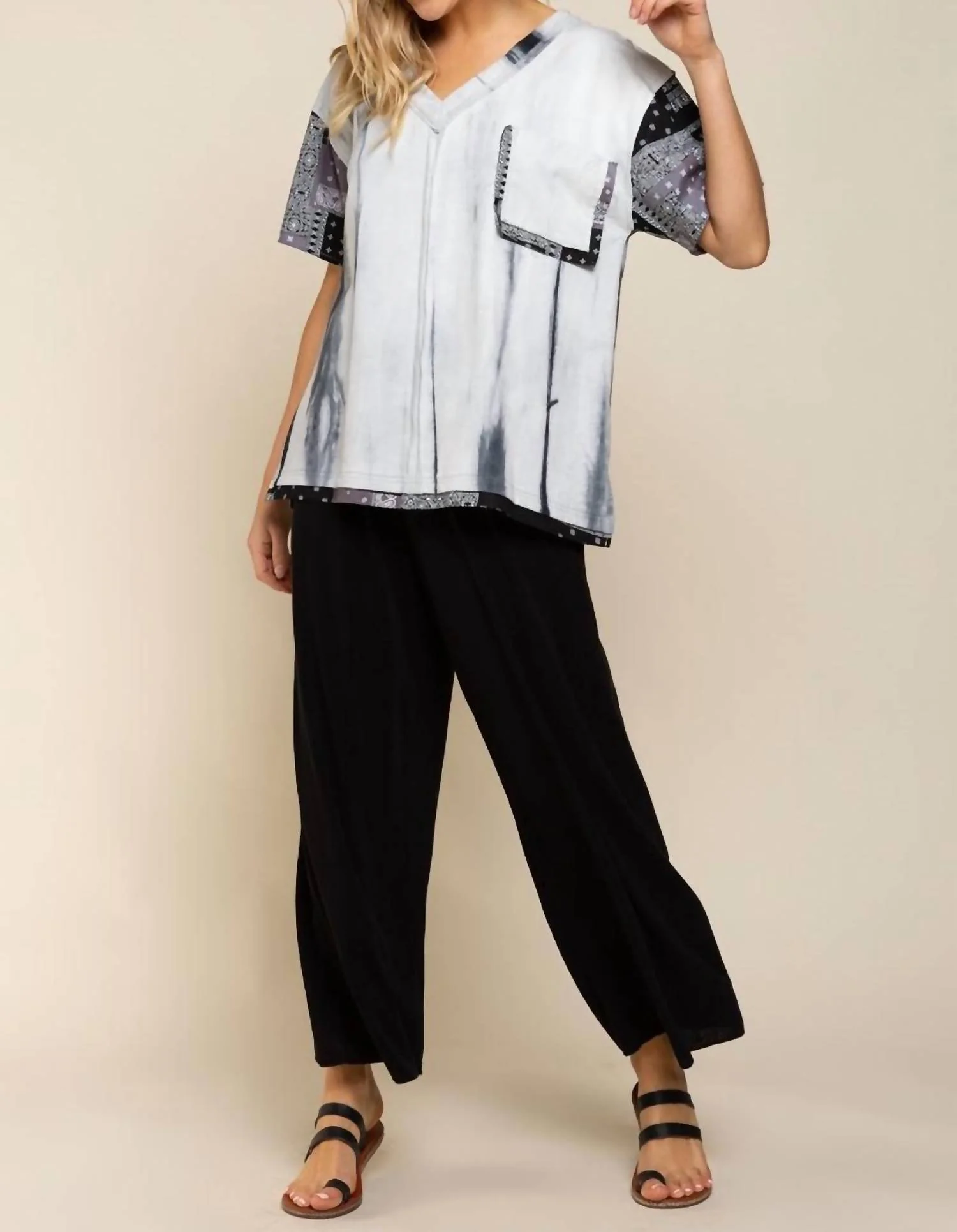 Paisley Pocket Top In Black