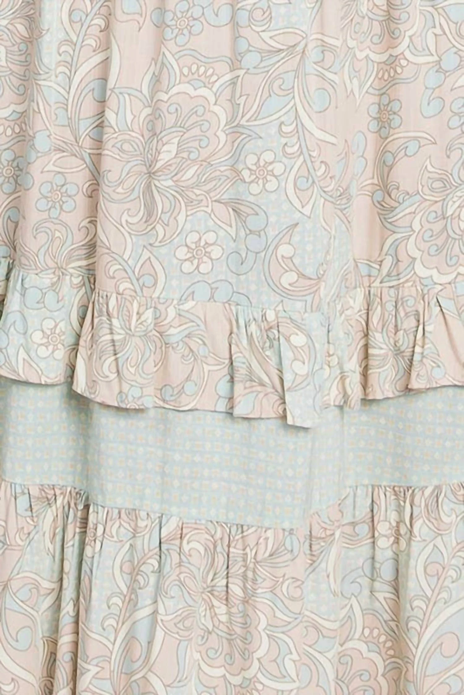 Paisley Ruffle Maxi Skirt In Mint And Taupe - Image 5