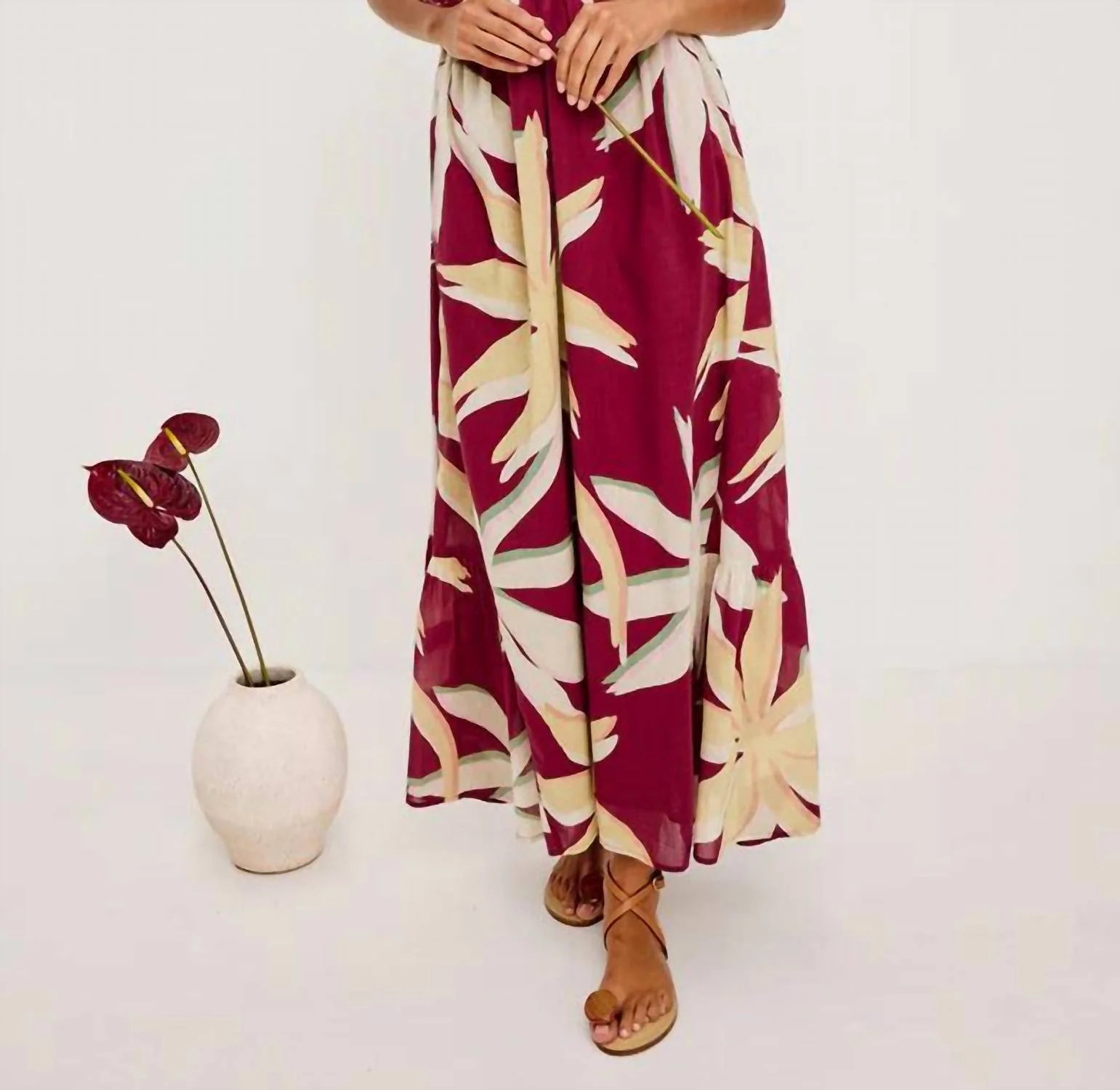 Palm Sleeveless Dress In Red Palma - Image 3